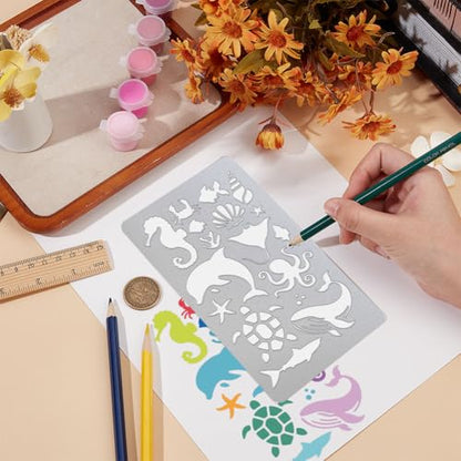 UNICRAFTALE 2Pc Mixed Animal Metal Stencil Dolphins Lions Cats Stainless Steel Metal Template Drawing Stencils Templates for DIY Scrapbooking Photo Album Decorative Embossing DIY Paper Card - style: Mixed Animal