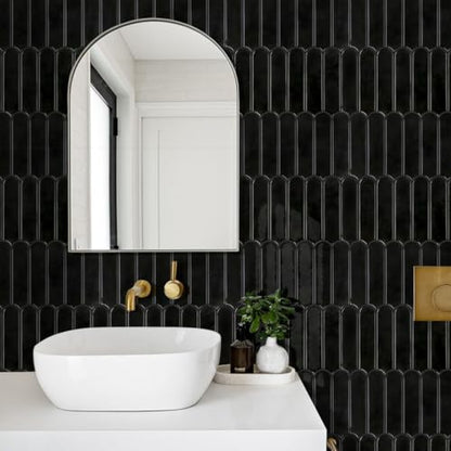 Commomy Thicker 3D Peel and Stick Backsplash,10 Pcs 12" x 12" Black - color: Fish Scale Glossy Black & Thicker Design