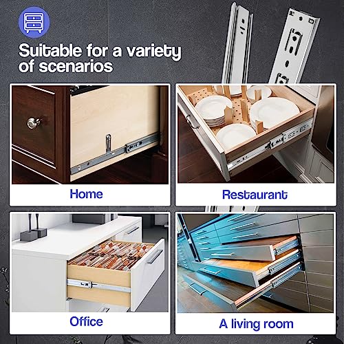 Soft Close Drawer Slides 22 Inch - Silver, 1 Pair (2 Pieces) - color: Silver, size: 22 Inch