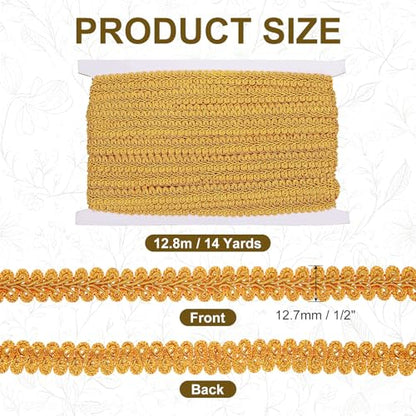 MECCANIXITY Gimp Braid Trim 1/2" x 14 Yards Polyester, Gold - color: Gold