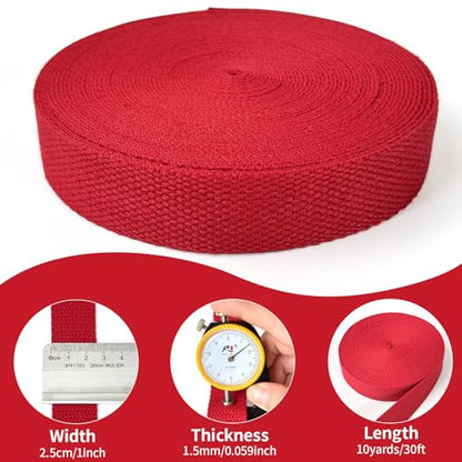 Red Cotton Webbing 1in x 10Yards - color: Red