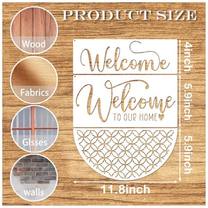 Welcome Stencils for Painting on Wood Doormat Half Round Stencils for Craft