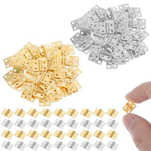100Pcs Small Brass Hinges for Jewelry Box 10 X 8mm Mini Hinges for Crafts