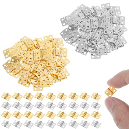 100Pcs Small Brass Hinges for Jewelry Box 10 X 8mm Mini Hinges for Crafts