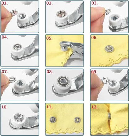 GTAAOY 9.5 mm Metal Snap Buttons with Snap Pliers, 200 Sets / 800 pcs - style: Mix Snaps-200set