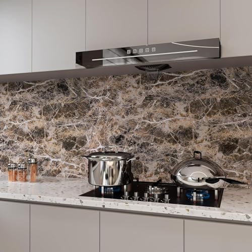 Wide Marble Granite Peel and Stick Wallpaper Contact Paper for Countertops - color: Brwon, size: 31.5" x 354"