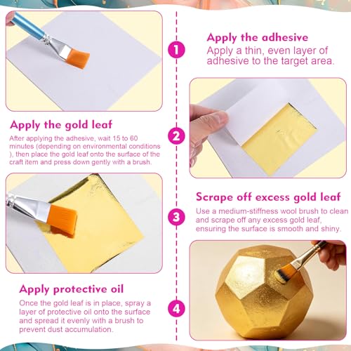 240 Sheets Gold Leaf Sheets- 12 Colors Gold Foil Sheets for Crafts, 3.35 in