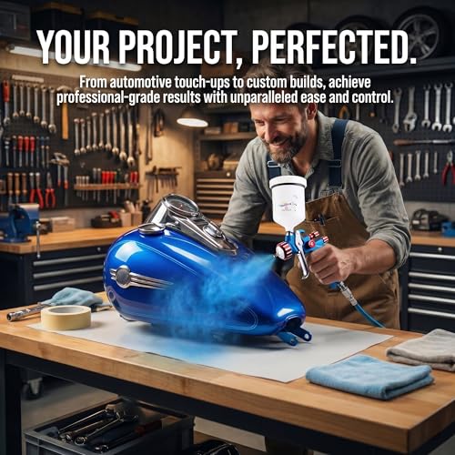 HVLP Air Spray Gun Kit 1.3mm, Professional Automotive Paint Sprayer - color: Blue-red, size: 1.3mm
