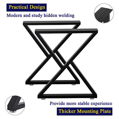 TIEOU Metal Table Legs 28 Inch Desk Legs Heavy Duty Industrial Black Table Legs Z Shape Table Legs DIY Table Legs,Furniture Legs(H28”xW24”,Set of 2) - color: Z-shape, size: H28"xW24"