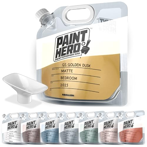 Paint Hero 8 Pack Paint Storage Bags - Airtight Refillable 1 Gallon Pouches with Funnel