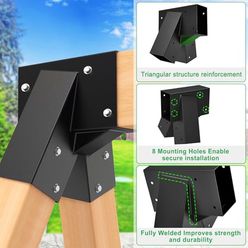 SELEWARE A Frame Swing Set Brackets for 4x4 Legs and 4x6 Beam - color: 2 End Brackets + 4 Swing Hangers