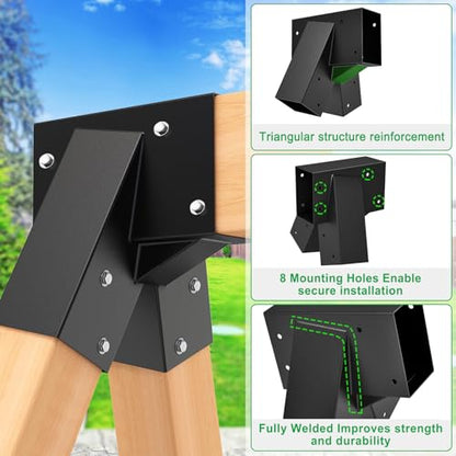 SELEWARE A Frame Swing Set Brackets for 4x4 Legs and 4x6 Beam - color: 2 End Brackets + 4 Swing Hangers