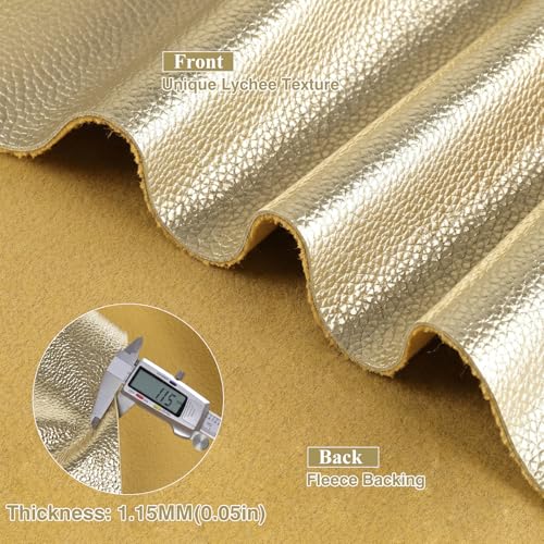 Faux Leather Fabric 55" W 1.15MM Thick Marine Vinyl Fabric 5 Yards 55"x180" - color: Gold, size: Pre-Cut 5 Yards