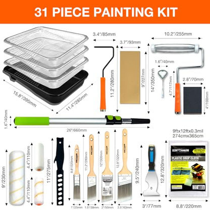 King Origin 31 PCS Paint Roller Kit, Extension Pole (4.75 ft)