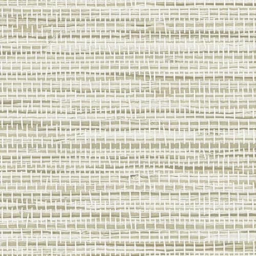 JiffDiff Grasscloth Wallpaper Peel and Stick Cream Grassweave Peel & Stick Wall Paper Textured Wallpaper Self Adhesive Contact Paper 787" x 17.3" - color: Beige, size: 17.3" x 787"