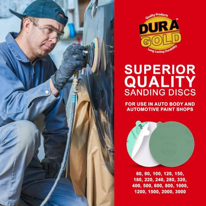 Dura-Gold Premium 5" Green Film PSA Sanding Discs - 1200 Grit (Box of 50) - size: 1200-Grit