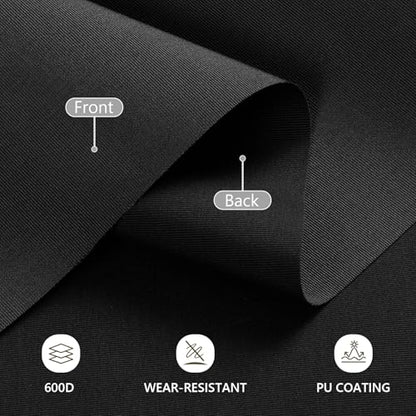 Waterproof Canvas Fabric by The Yard 600D Upholstery Fabric 58x72inch Black - color: Black, size: Pre Cut 2 Yard