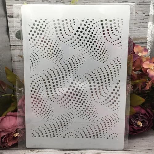 TIAMECH A4 Reusable Wavy Stencil for Painting - style: Wavy Dot