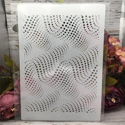 TIAMECH A4 Reusable Wavy Stencil for Painting - style: Wavy Dot