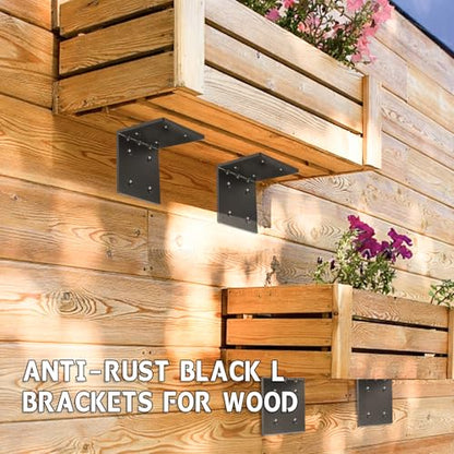 4 PCS Heavy Duty Steel Corner Brackets, 5"x5"x4" 90 Degree L Right Angle Bracket, DIY L Shelf Brackets, Metal Joint Timber Connector Support for Wood Shelves, Furniture - size: 5x5x4in