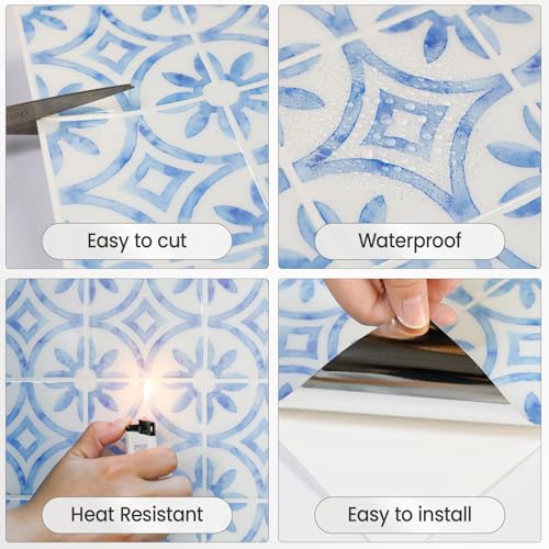 5 Pcs Peel and Stick Backsplash,3D Adhesive Wall Tiles-Blue Brick - color: Blue Brick, size: 12"x12"（5 Sheets）