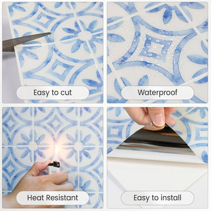 5 Pcs Peel and Stick Backsplash,3D Adhesive Wall Tiles-Blue Brick - color: Blue Brick, size: 12"x12"（5 Sheets）