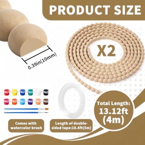 157" x 0.39" Flexible Decorative Bead Molding Trim Peel and Stick Paintable - color: Wood-13ft/10mm