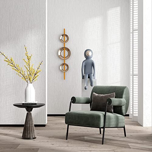 Haimin Grasscloth Textured Wallpaper 24in X 393in Fabric Contact Paper White Wall Paper Linen Peel and Stick Self-Adhesive Thick Vinyl Embossed Film Wallpaper (White) - color: White