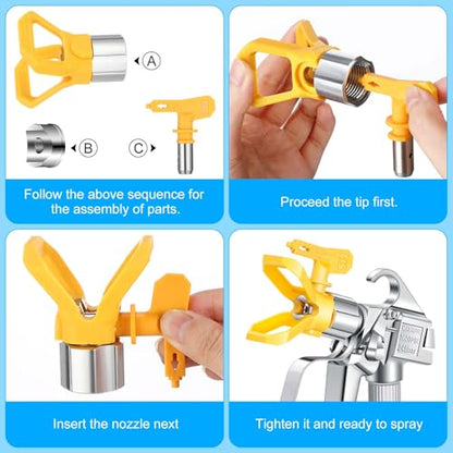 Threlaco 3 Sets 3600PSI Airless Paint Spray Gun with 513/515/519 Tips