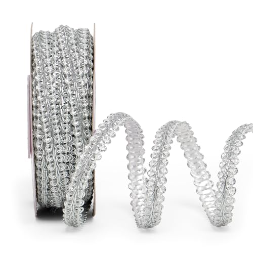 3/8" X 10 Yards Silver Metallic Gimp Braid Trim - color: Silver, size: 3/8" x 10 Yd