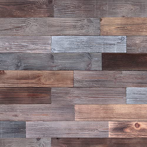 Nail-Up Paneling - Real Wood Planks, Rustic Reclaimed Barn Wood for Accent Walls, Brown Gray Combinations, 3 sq. ft - color: Brown Gray, size: 3 Sq.Ft