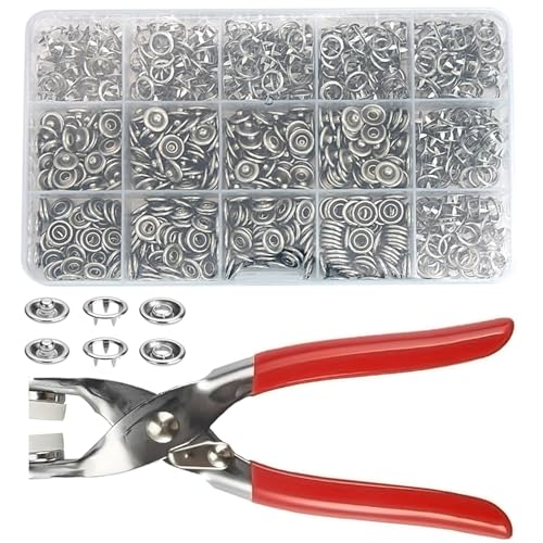 200 Sets Snaps for Fabric, Metal Snaps Buttons with Fastener Pliers Press Tool Kit for DIY Crafting, Clothing, Buttons for Clothes Sewing (9.5mm)
