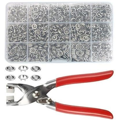 200 Sets Snaps for Fabric, Metal Snaps Buttons with Fastener Pliers Press Tool Kit for DIY Crafting, Clothing, Buttons for Clothes Sewing (9.5mm)