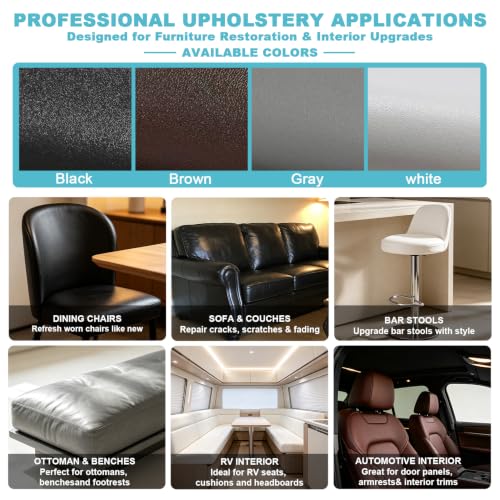 Grey Faux Leather Fabric 118"×55" Smooth Grain Upholstery Vinyl - color: Gray Smooth Grain, size: 118"x55" (300cm x 140cm)