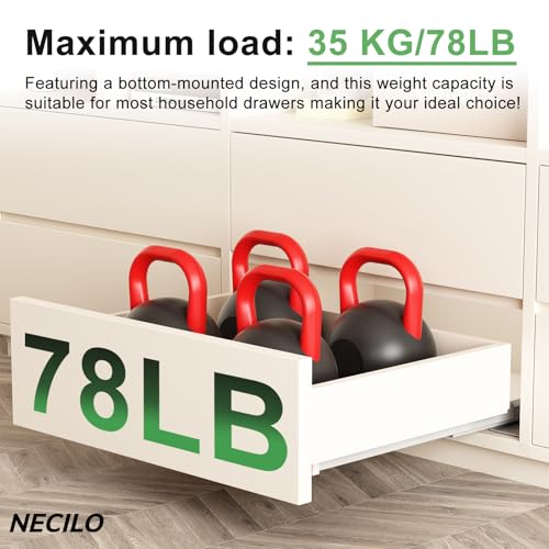 NECILO Push to Open Soft Close Undermount Slides 22 Inch, Full Ext, 78 lb - size: 22 Inch, style: Push open&Soft close Undermount