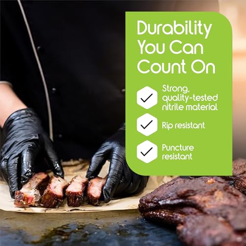 Inspire Black Nitrile Disposable Gloves | 4.5 Nitrile Disposable Safety Medical Cooking Cleaning Gloves - size: Medium, style: Black - Box of 100