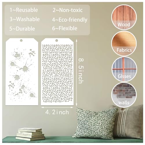 8 Pieces Stencils for Crafts Mixed Media Texture Brick Layering Stencils - style: 8 texture