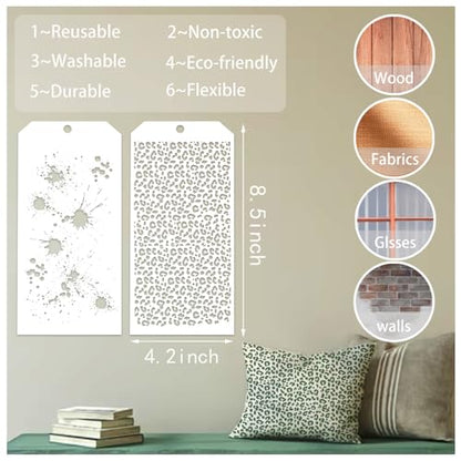8 Pieces Stencils for Crafts Mixed Media Texture Brick Layering Stencils - style: 8 texture