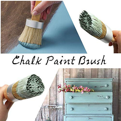 MAXMAN Chalk Paint Brush Set 2Pcs, Wax & Stencil Brushes, Natural Bristles - size: 2PCS-Large