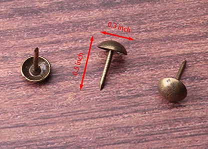 Sowaka 100 Pcs Antique Upholstery Nails Bronze Decorative Furniture Pins