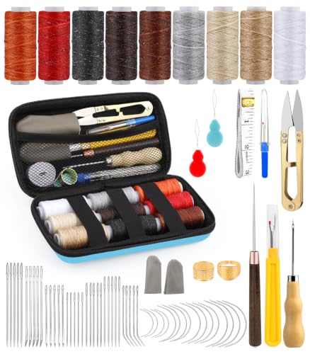 74 PCS Leather Sewing Kit Heavy Duty Sewing Kit Upholstery Repair Kit - color: 9 Colors