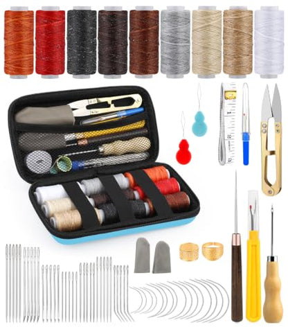 74 PCS Leather Sewing Kit Heavy Duty Sewing Kit Upholstery Repair Kit - color: 9 Colors