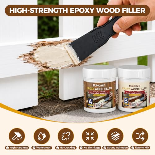 Boncart 16 oz High-Strength Epoxy Wood Filler, 2 Part Wood Epoxy Putty