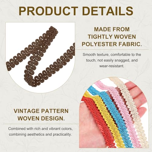 MECCANIXITY Gimp Braid Trim 1/2" x 14 Yards Polyester, Brown - color: Brown
