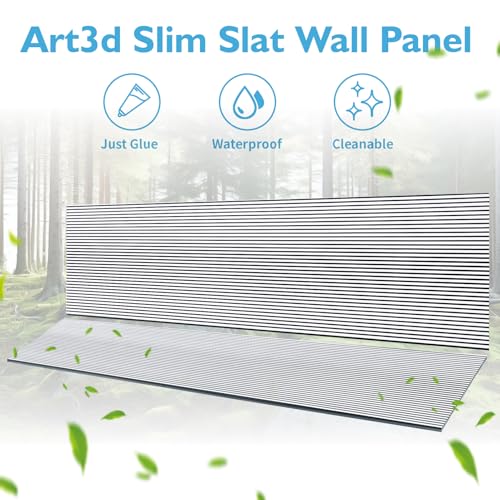 Art3d Fine Bar Design Slim Slat Wall Panel, 104 x 12 Inch, 4-Pack, Poplar - color: Fine Bar Poplar