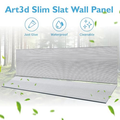 Art3d Fine Bar Design Slim Slat Wall Panel, 104 x 12 Inch, 4-Pack, Poplar - color: Fine Bar Poplar