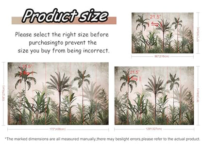 Jdayda Tropical Greenery and Leaves Mural - color: MURAL-314, size: 86" x 57"