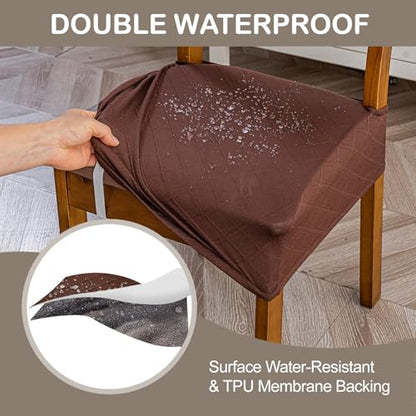 Genina Waterproof Chair Covers for Dining Room,Set of 2,Chocolate - color: Chocolate, size: 2PCS