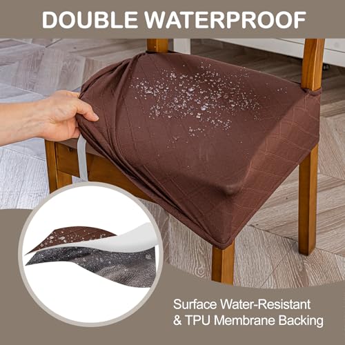 Genina Waterproof Chair Covers for Dining Room,Set of 4,Chocolate - color: Chocolate, size: 4PCS