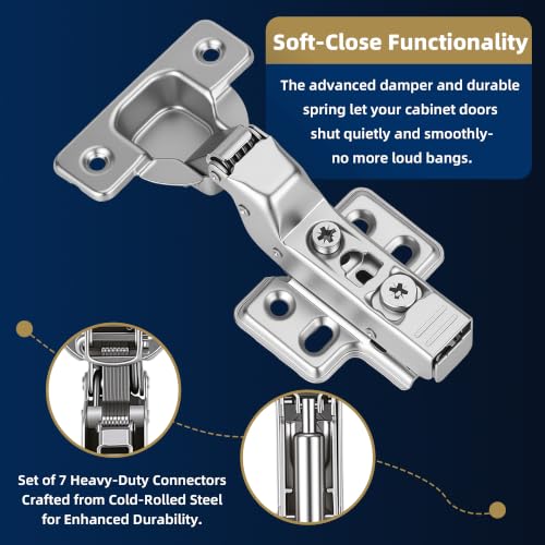 12 Pack Inset Soft Close Cabinet Hinges – 105° 3D Adjustable - style: inset
